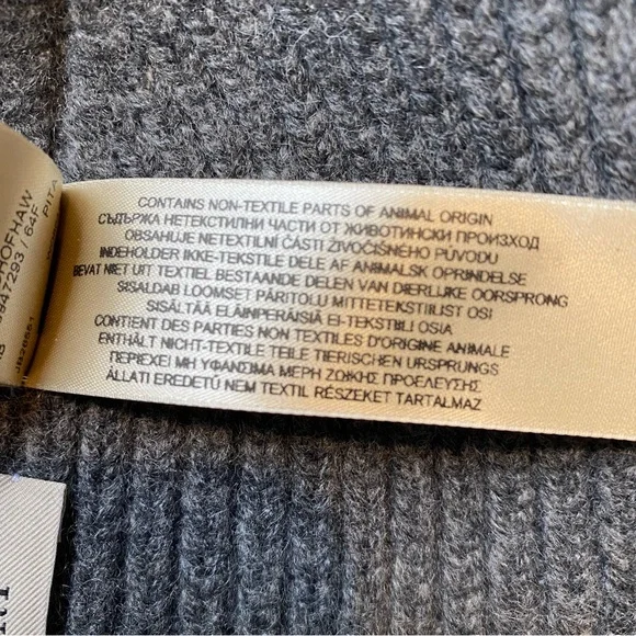 BURBERRY $340 Ribbed Gray Wool Cashmere Beanie Hat 56-61cm EUC - Picture 9 of 9